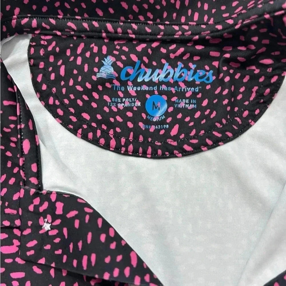 Chubbies Performance Polo Shirt Size Med Multi Color Black Pink Blue Speckle - Picture 2 of 12